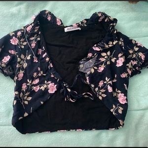 Wild Honey floral tie front crop top